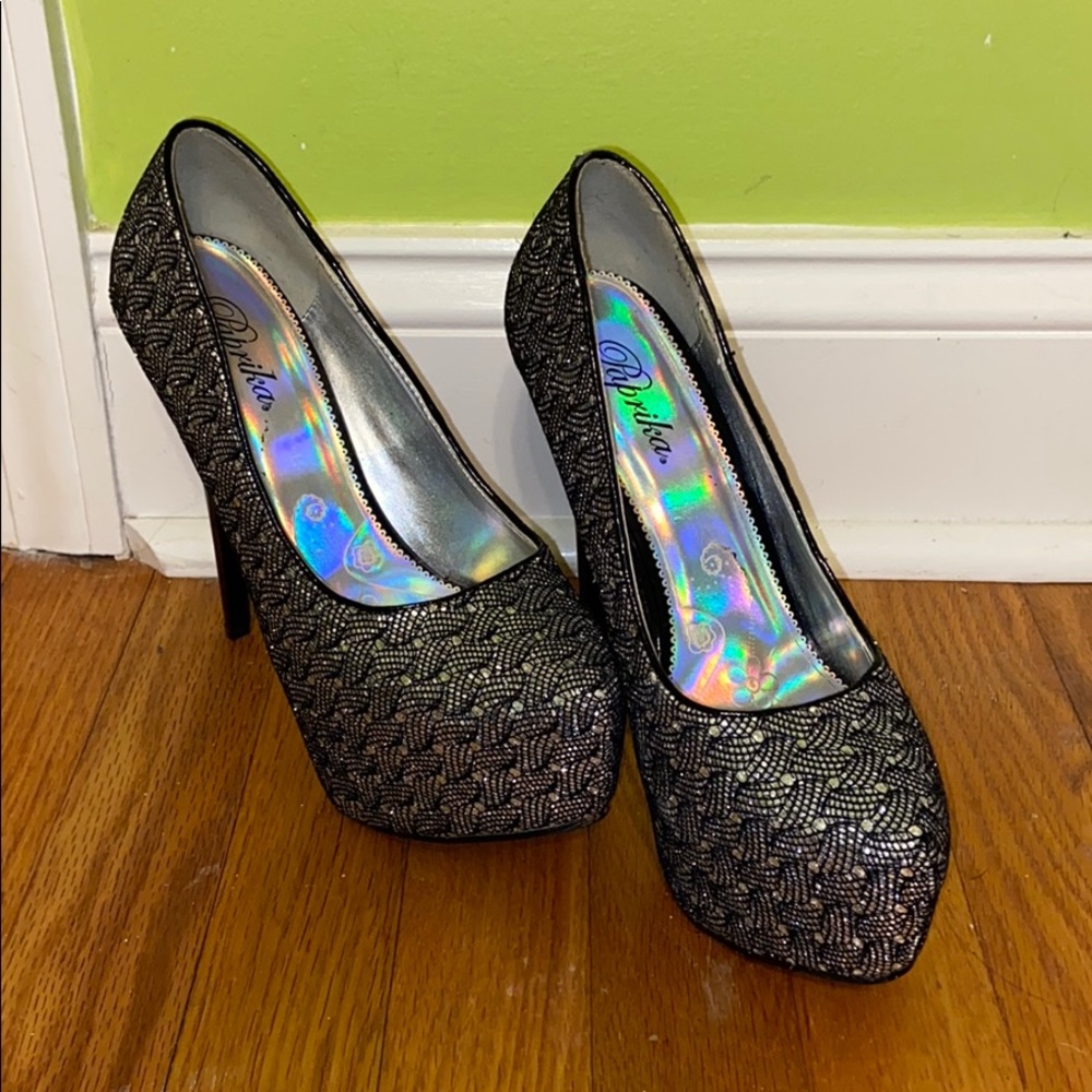 Black and silver stilettos